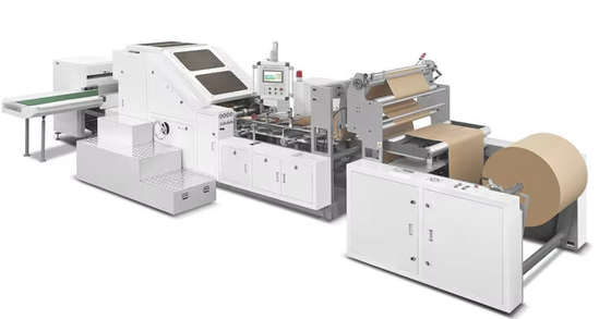 Productiesnelheid 30-80 zakken per minuut Productieapparatuur voor papieren zakken met PLC-besturingssysteem